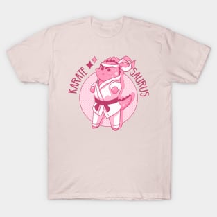 The cute pink Karatesaurus (Dinosaur and karate) T-Shirt